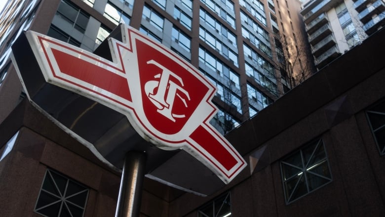 A Toronto Transit Commission sign is shown at a downtown Toronto subway stop Tuesday, Jan. 31, 2023.