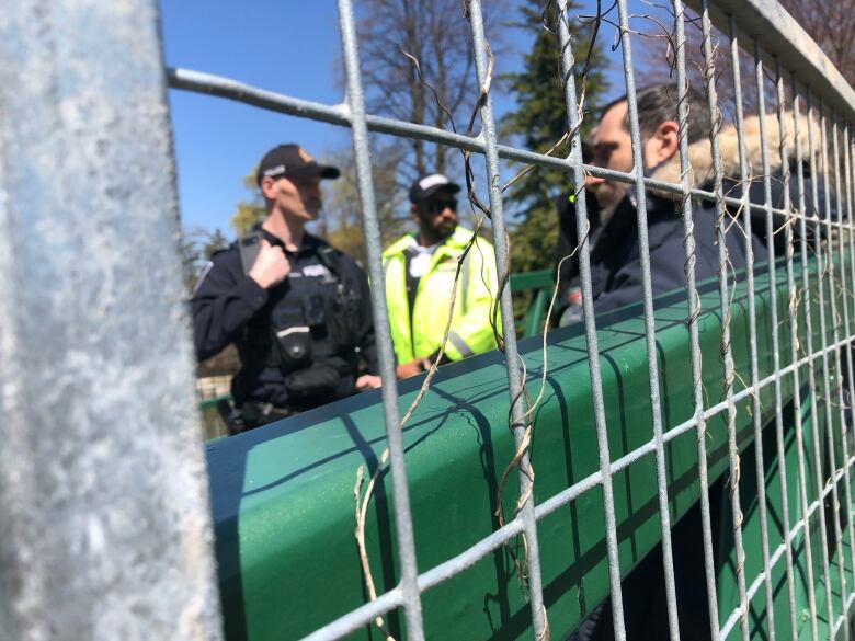 blurry gate protestors