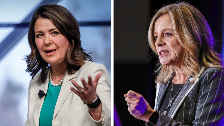 Two women photographed in separate frames. Both are wearing professional attire.