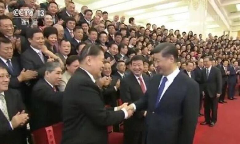 Picture of APP and Sinar Mas chairman Teguh Wijaya greeting Chinese President Xi Jinping