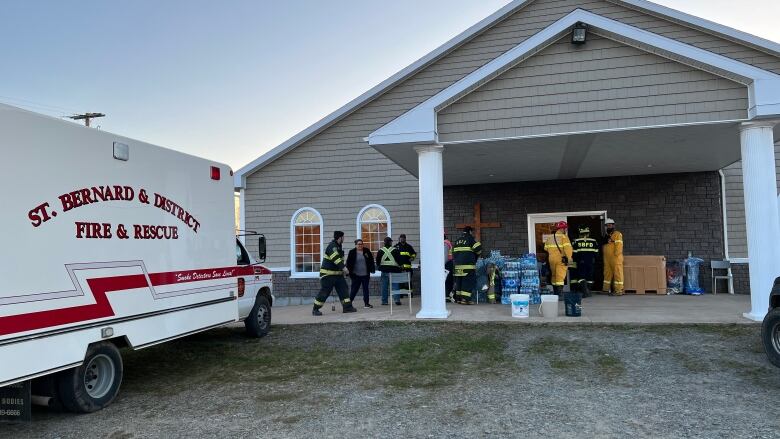 Fire crews and volunteers at Havelock Wesleyan Church