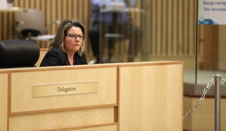 Regina Integrity Commissioner Angela Kruk presents a report to Regina city council. 