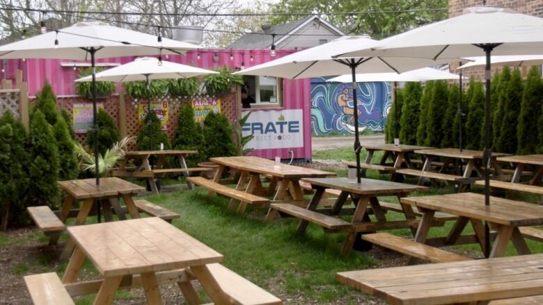 Ford City's Frate Street Food is shown. It sits next to the patio at Pressure Drop in Windsor, Ont.