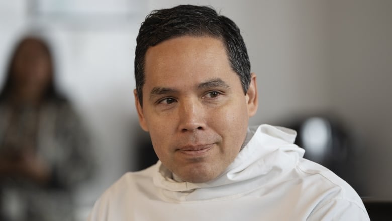 Natan Obed, president of the Inuit Tapiriit Kanatami, attends a meeting of the Inuit-Crown Partnership Committee (ICPC) in Nain, N.L. on Fri. May 12, 2023.