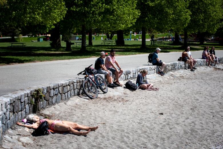 People on a beach.