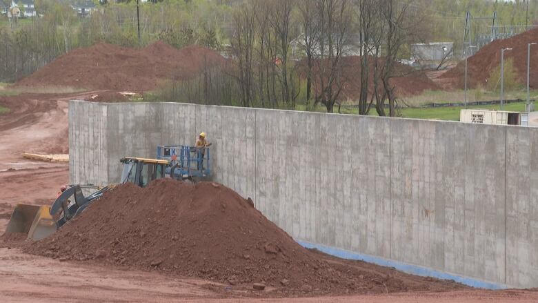 A picture of foundation and walls of the medical school expected to open at UPEI in 2025.