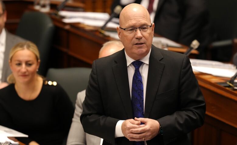 Steve Clark, Ontario's Minister of Municipal Affairs and Housing speaks in the Legislature on May 18, 2023.