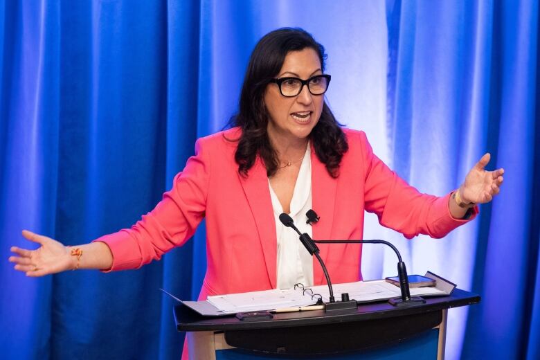 Portrait of Ana Bailo, pictured while Toronto Mayoralty Housing Debate, held at George Brown College, Toronto, Ont., on May 24, 2023.