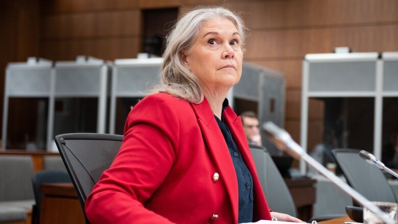 Jody Thomas, National Security and Intelligence Advisor waits to appear as a witness before the Standing Committee on Procedure and House Affairs (PROC) investigating intimidation campaigns against the Member for Wellington - Halton Hills and other Members on Parliament Hill in Ottawa, on Thursday, June 1, 2023. 