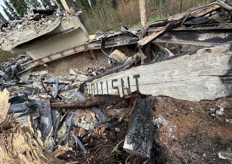 rubble from a burned building