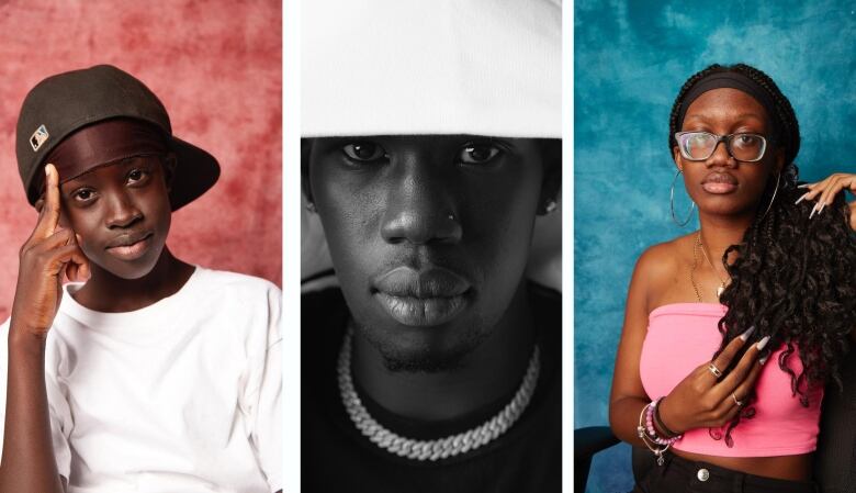 Three portraits of Black youth.