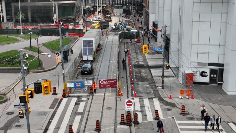 Queen street closed at Bay Street.