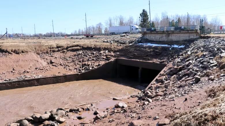 A causeway gate underneath a highway