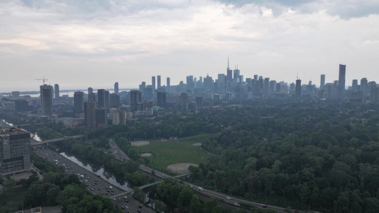 A skyline of Toronto.