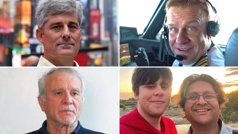 Composite featuring headshots of five men 