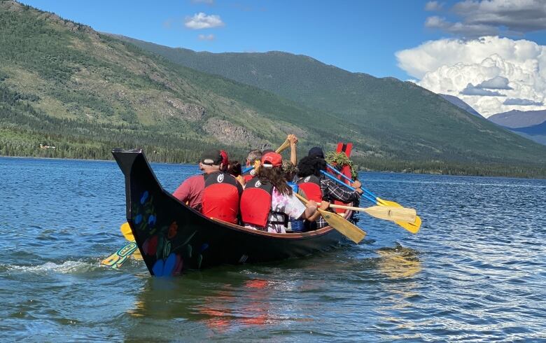 paddlers in a canoe