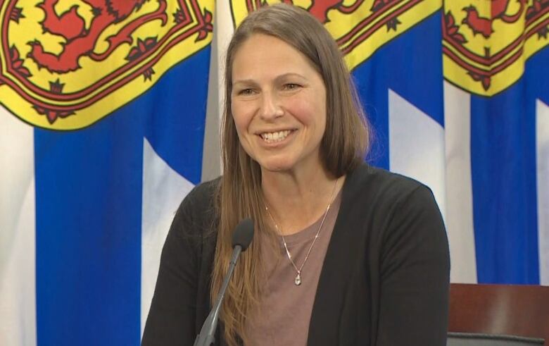 Education minister Becky Druhan speaking at a cabinet meeting on Thursday, June 29, 2023.