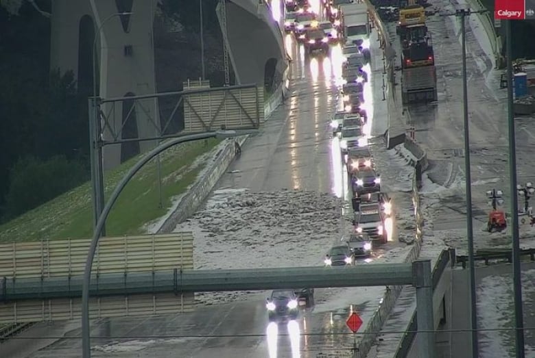 Flash flooding on Stoney Trail and Nose Hill Drive.