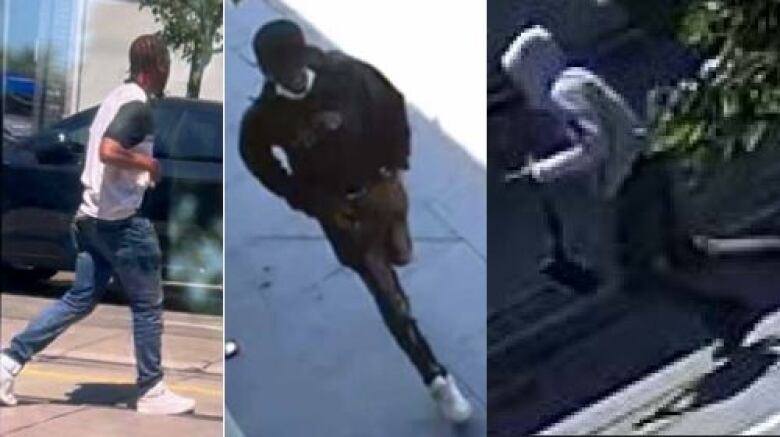 The three suspects being sought by police.