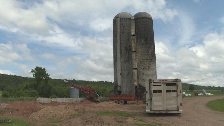 Singed silos on a farm