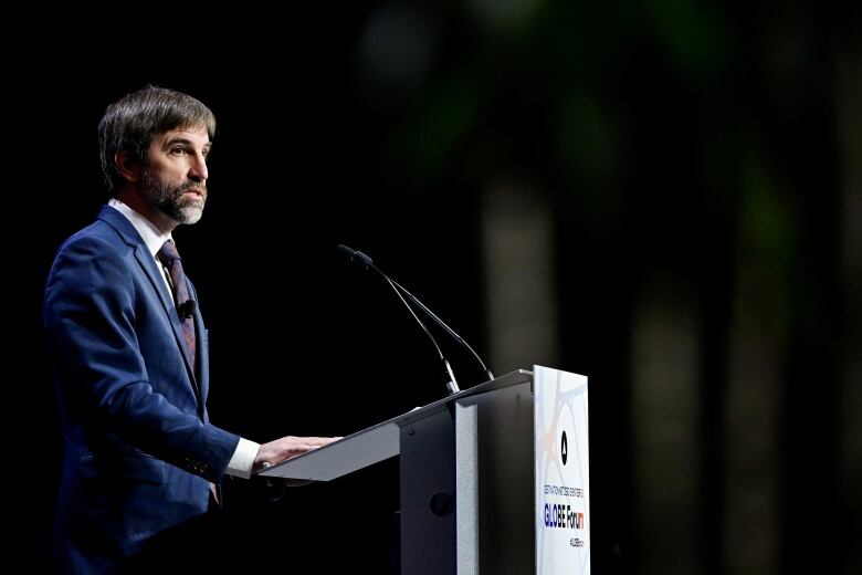 Canada's Minister of the Environment and Climate Change Steven Guilbeault speaks at the GLOBE Forum 2022 in Vancouver, British Columbia, Canada March 29, 2022.  REUTERS/Jennifer Gauthier