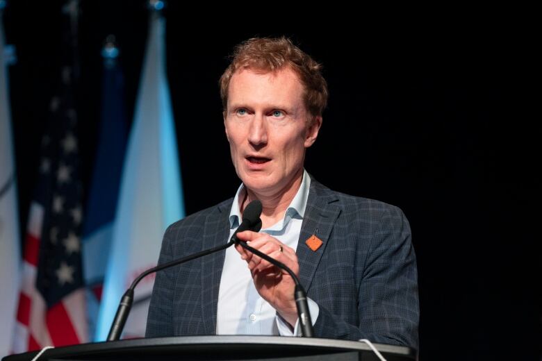 Crown-Indigenous Relations Marc Miller speaks during the Assembly of First Nations annual general assembly in Halifax on July 13, 2023.