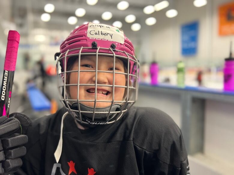 Akyra Calbery is just seven years-old and new to the sport. She says her skating has already improved and she's learned to shoot.