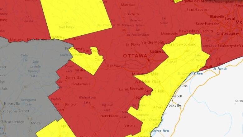 A map with red and yellow blocks.