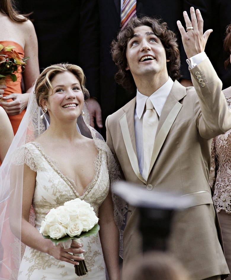 Justin Trudeau leaves the church his new bride Sophie Gregoire Trudeau after their marriage ceremony in Montreal Saturday, May 28, 2005.