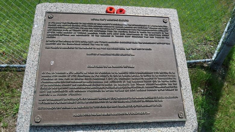 A bronze plaque saying Royal Navy Burying Ground.