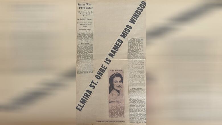 Elmira St.Onge-Frenette in the Windsor Star after she won Miss Windsor in 1935 