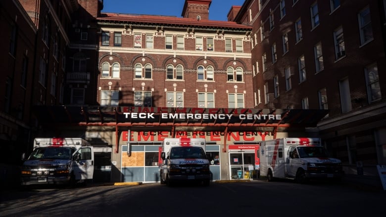 The entrance to the emergency department at a hospital