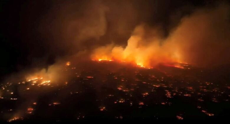 An aerial view of a wildfire.