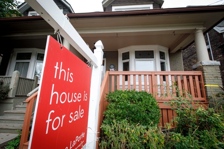 A for sale sign outside a house in Toronto