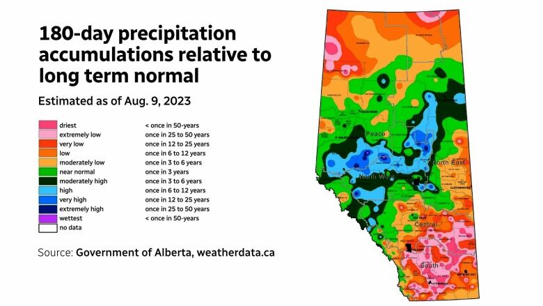 A map is shown indicating dry areas of the province.