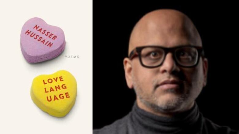 Love Language by Nasser Hussain. Book cover of two candied hearts with the title and author on each. Portrait of the author.