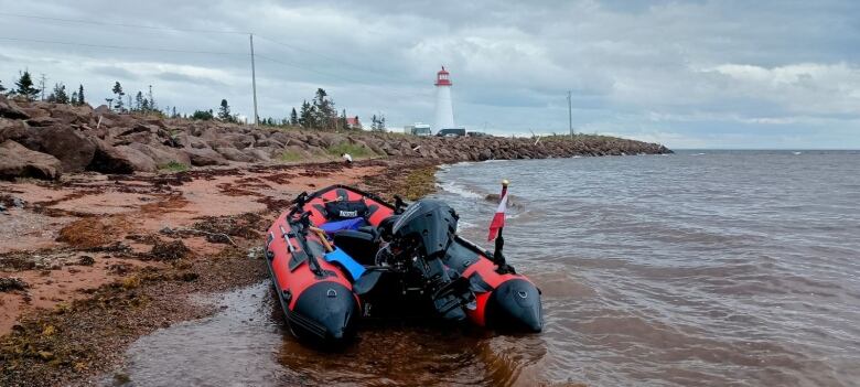 inflatable boat on beach