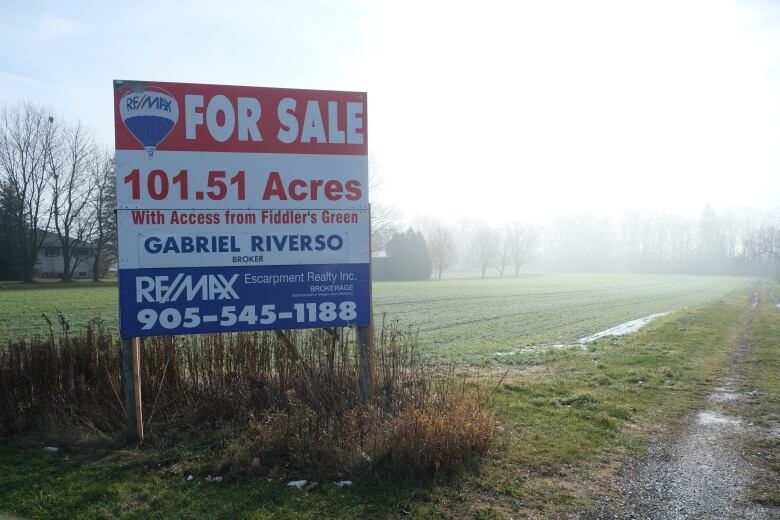 farmland and for sale sign