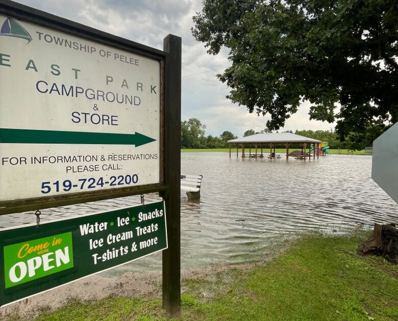 Some of East Park Campground on Pelee Island is shown under water after substantial rainfall.