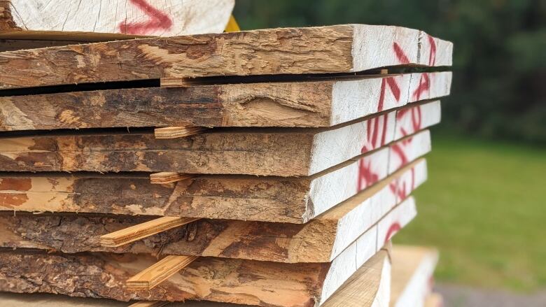 Close up of slabs of wood 