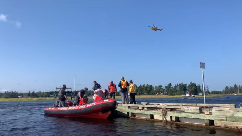 A search gets underway for a missing boater in Tidnish on Sunday. 