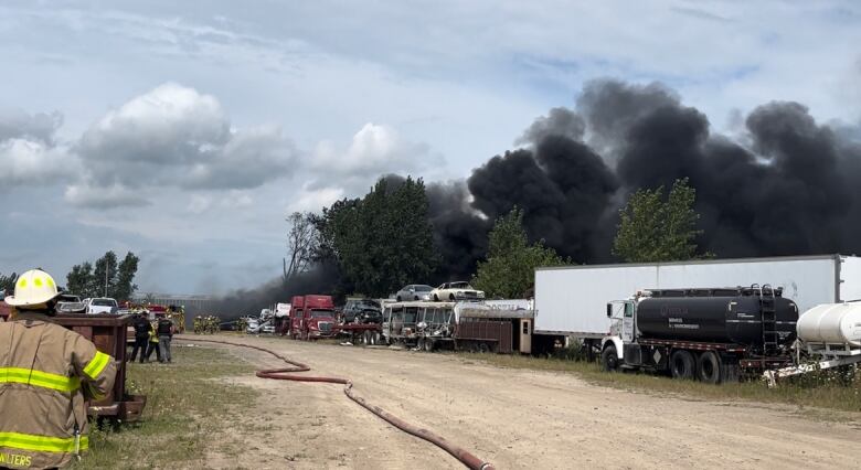 A large scrap yard fire broke out in Chatham at A Gold & Sons Wednesday afternoon.