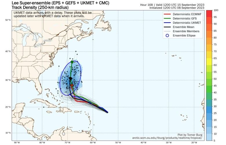 Uncertainty remains in many parts of the forecast, including the forward speed of Lee next week. 