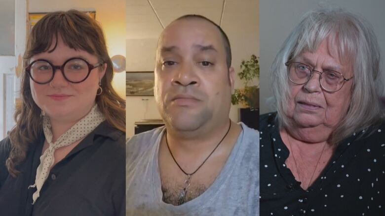 A compilation image showing three faces of Canadians who participated in CBC's heat tracking project.