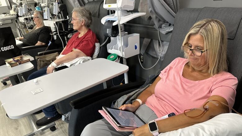 Three patients in chairs