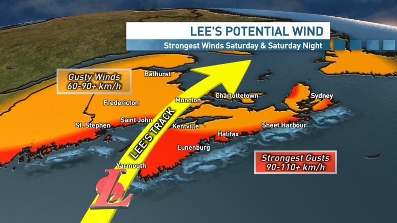 The strongest winds are currently expected in the southwest Maritimes where gusts may exceed 90 km/h. Widespread gusts 60-90 km/h elsewhere.