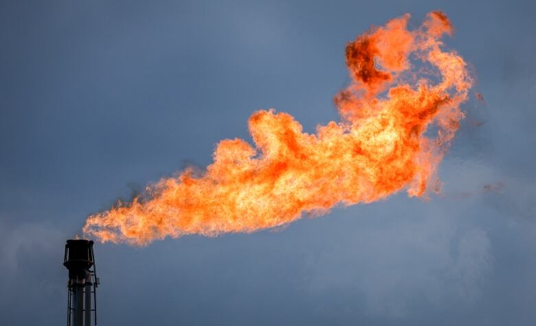 Excess gas flaming from a stack