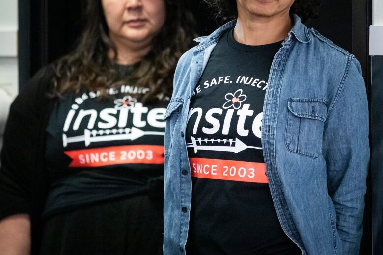 The chests of two people are shown wearing t-shirts that say Insite since 2003.