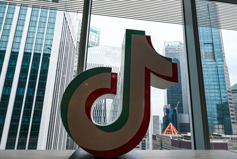 A logo of Tik Tok is seen at the company's headquarters in Singapore.