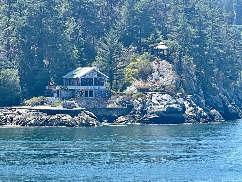 The home on Tyee Point in West Vancouver as seen from a B.C. Ferries vessel in August 2023.